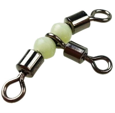 China FUNADAIKO High Strength Hot Selling Size Chart Fishing Swivel T Form Rolling Swivel Cross Line With Bright Bead Beads for sale