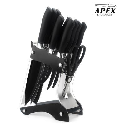 China New Viable High Quality 16 Piece Non Carbon Stainless Steel Stick Knife Set With Chef Sharpener Scissor Block for sale