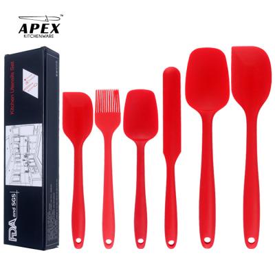 China Sustainable 6 Pieces Silicone Spatula Set Silicone Cookware Set Cake Baking Tools for sale