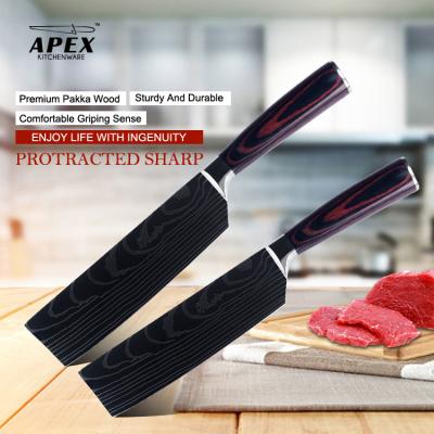 China Viable Wooden Handle Kitchen Sharp Japanese Laser Damascus Pakka Nakiri Cutter Nakiri Knife Vegetable Sheath Include for sale