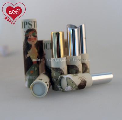 China eco-friendly paper lipstick tube packaging/wholesale cardboard lip balm container/lipstick paper tube with matte gold aluminum tube for sale