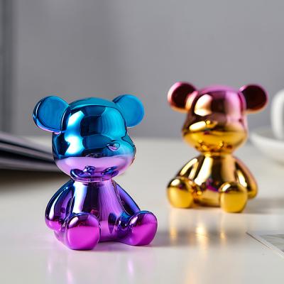 China Vine Modern Modern Bear Statue Decoration Home Resin Gradient Jewelry Electroplating Ornament for sale