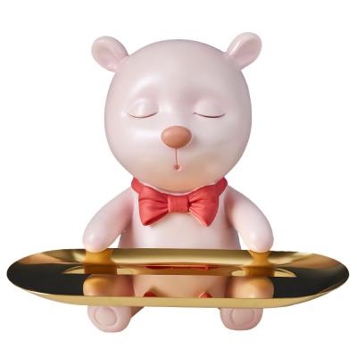 China Modern Home Decor Resin Bear Statue Cartoon Bear Statue Metal Living Room Decor Bedroom Countertop Decor Accessories Animal Gift home storage for sale