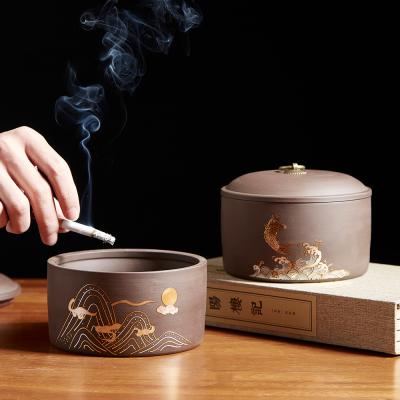 China New Chinese style ceramic decorative ceramic ashtray purple sand teapot for sale