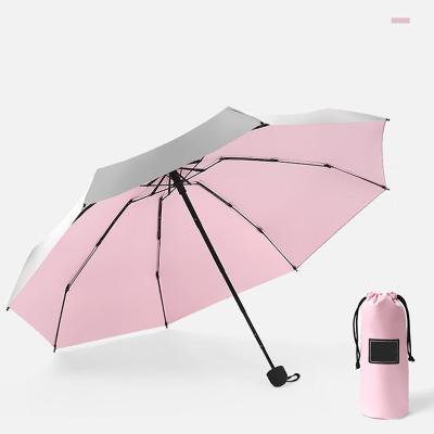 China Custom High-tech Titanium Silver Coating fold umbrella with prints logo Te koop