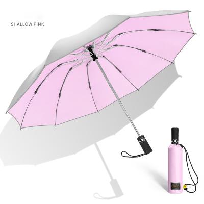 China Portable Waterproof Reverse Automatic Folding Umbrella With Silver Strip Anti- Wind Storm Umbrella for sale