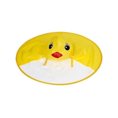 China Little yellow duck cute cartoon head-mounted folding raincoat UFO Te koop