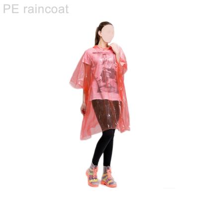 China custom logo emergency pocket PE disposable adult rainproof rain raincoat with plastic Waterproof Transparent Rainwear for sale