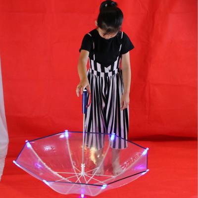 China Creative new LED Sky Star luminous transparent PVC colorful color-changing light umbrella custom children's dance umbrella for sale