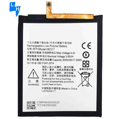 China Mobile Phone Cell Phone Battery For Nokia6 TA-1000 HE317 3000mAh A.C.A. Battery for sale