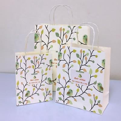 China Shopping Mall Recyclable Paper Bag Gift Paper Flower Printing Flower Paper Bag Party Gift Belt Handle Bag for sale