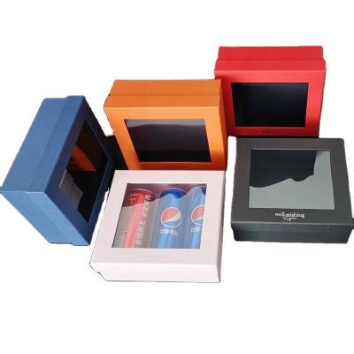 China Recyclable Customized Packaging Window Cardboard Box Upper And Bottom Covers With Transparent Window Gift Packaging Box Cosmetics Gift Box for sale