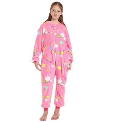 China Wholesale Animal Custom Flannel Kids Pajamas Rainbow Pink Printing QUICK DRY Pajamas For Adult Winter Sleepwear for sale