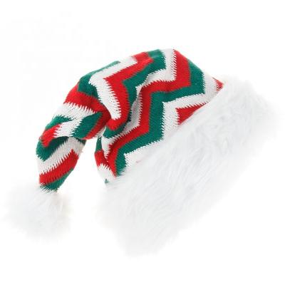 China Good Quality 32*45cm Plush Christmas Hat Red Snowflake Polyester Knitted Christmas Hat For Adult And Kids XA0046 for sale