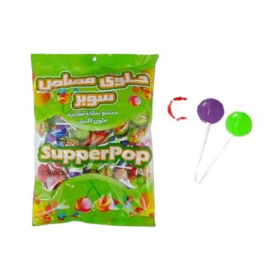 China Natural fruit lollipop with chewing gum filled scold colored for sale