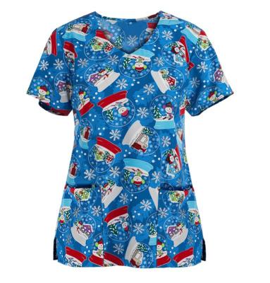 China Soft 2021 New Style Hot Sale Wholesale Scrub Top Christmas Scrub Tops for sale