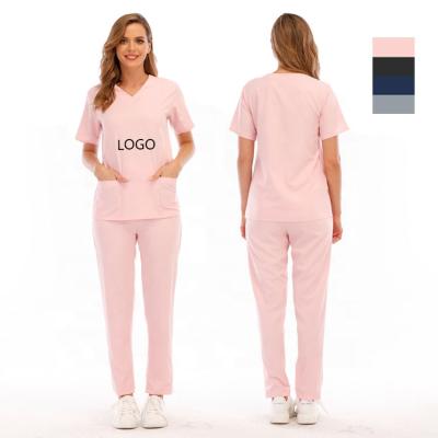 China Soft USA CLASS Dropshipping 2021 Factory Direct Hot Sale Hospital Tulip V-Neck Uniform Women's Hospital Scrubs Set for sale