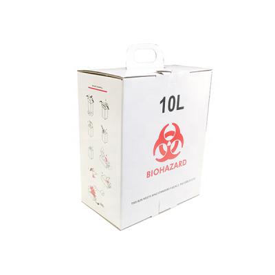 China Viable Biodegradable Disposable White Cardboard Box Waste Disposal Box Medical Pointed Container 10L for sale