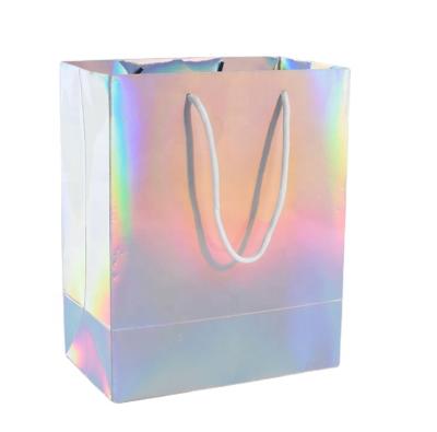 China Qingdao Logo Recyclable Wholesale Custom Holographic Kraft Paper Bags For Clothing Store for sale