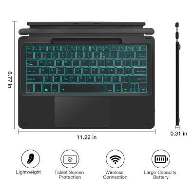 China Seven Colors Backlight With Pen Slot For Surface Pro 8 Touchpad Multi Colors Keyboard Case Backlit Keyboard Case for sale