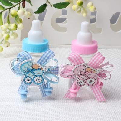 China New Cheap Baby Shower Refillable Mini Feeding Bottle Blue Pink Candy Gift Box With Ribbon Crystal Bear For Party Dec Bottle-1 for sale