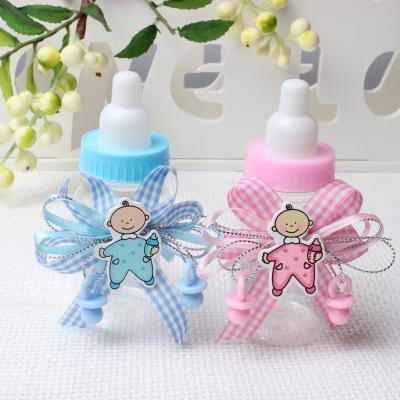 China New Cheap Baby Shower Refillable Mini Feeding Bottle Blue Pink Candy Gift Box With Ribbon Crystal Bear For Party Dec Bottle-1 for sale