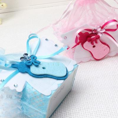 China 2023 baby shower candy box tote bag for party good packing DIY voucher pink and blue baby a little candy gift that sells well bag -2 for sale