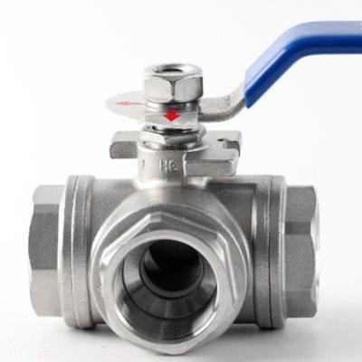 China 304 316 General Professional Hot Selling Popular Type 3 Way Thread End Stainless Steel T Ball Valve for sale