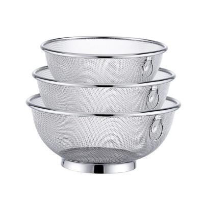 China Sustainable 304 Stainless Steel Kitchen Food Flour Fruit Vegetable Basket Washing Type Sieve for sale