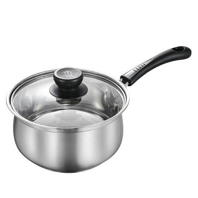 China Sustainable 304 Stainless Steel With Glass Cover Single Handle Stock Pot for sale