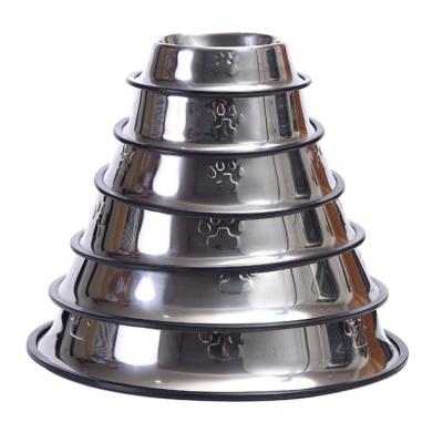 China Viable Optional Colors Stainless Steel With Rubber Base Non-Slip Cat Dog Pet Bowl for sale