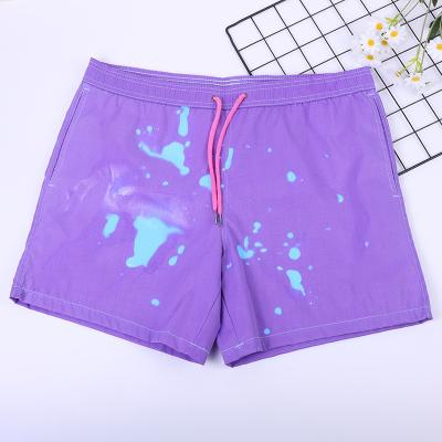 China Custom Logo Thermochromic Shorts Men Women Anti-wrinkle Fashion Casual Technology Fashion Stretch Beach Shorts Water-changing for sale