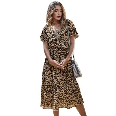 China Anti-Static Fashion Women's Casual Dress Fashion Leopard Print Vacation Dress Sexy Summer Skirt Women for sale