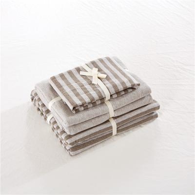 China Nondisposable Simple Natural Taste Designed 2018 100% Cotton Blend Yarn Dyed Fabric Bedding Sheet Sets for sale