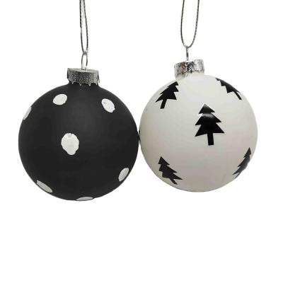 China Europe Wholesale Colorful Painted Custom Logo Pattern Christmas Tree Bauble Christmas Glass Baubles Bauble Christmas Ball Decoration for sale