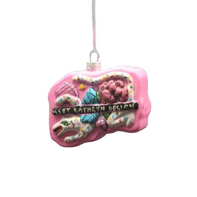 China Europe Hand Artifact Christmas Hot Sale Blown Stained Glass Pink Glass Pendant Decoration Set Products Christmas Tree Ornaments for sale