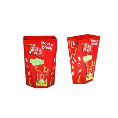 China Custom Single Sided Vivid Color Coffee Display Stand Cardboard Retail Store Graphic Display For Chocolate Candy Cookie Beverage Chips Spice for sale