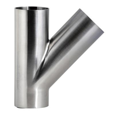 China Manufacturer Y Type SS 304 Pipe Tube Fittings Factory 45 Degree Polished Stainless Steel SS 304/304l 316l Threaded Welded for sale