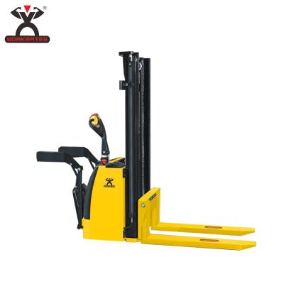 China Building Material Stores Standing 2000 Kg Stacker Full Electric Stacker Mini Forklift for sale