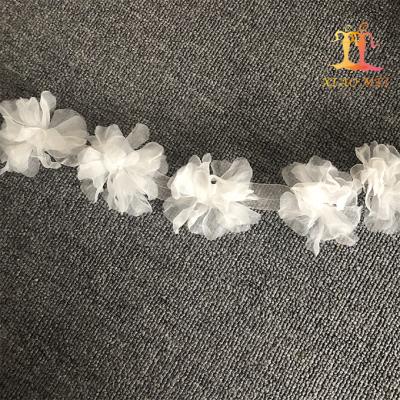 China Sustainable High Quality 3D Flower Organza Lace Trim XM-FT0020 for sale