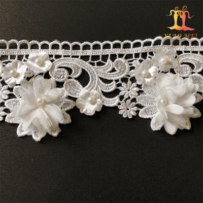 China High Quality Viable 8.5cm Width Fancy Embroidery 3D Flower Lace Trim For Costume for sale