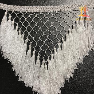 China New Style Eco-friendly Elegant White Triangle Long Tassel And Fringe For Clothing for sale