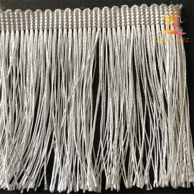 China Eco-friendly new style elegant white chemical polyester tassel and fringe for costume for sale