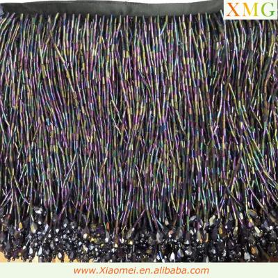 China Fashion Dress Crystal Beaded Tassel And Fringe Colorful Trimming Eco - Friendly Decoration XM-BFT0007 for sale