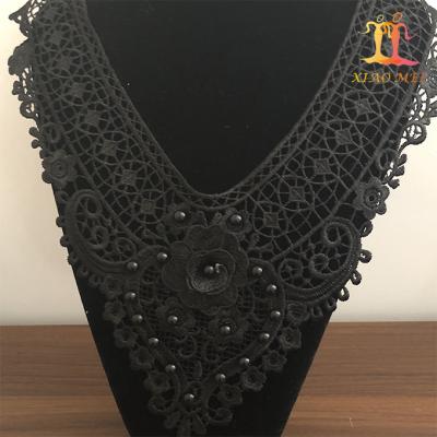 China Viable Wholesale Cheap Machine Beaded Bead Neckline Embroidery Guipure Crochet Collar Pattern for sale