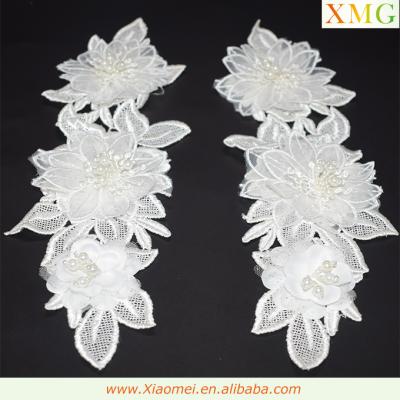 China DIY viable craft 3d bead patch pattern embroidery guipure lace luxury handmade luxury fancy applique for dress for sale