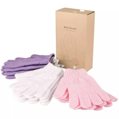 China Natural Hot Selling Custom Nylon All Body Exfoliating Glove Scrubber Shower Glove Spa Massage Dead Skin Remover Bath Gloves for sale