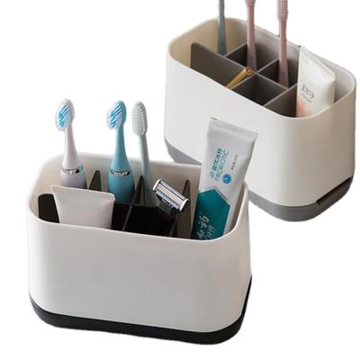 China Sustainable Eco-Friendly Bathroom Multifunctional Toothbrush Cup Holder Set Decoration Storage Toothbrush Dispenser Wall Mounted Holder for sale