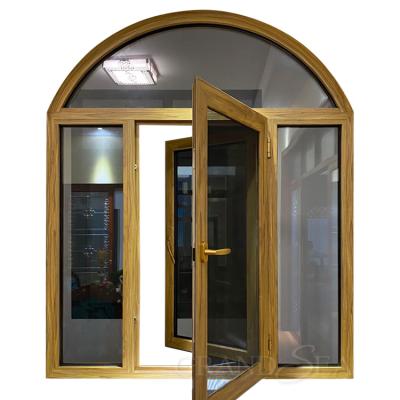 China Aluminum Swing Window Design Tempered Glass Wooden Arch Windows For Sale for sale