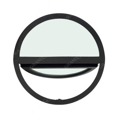 China Black Color Swing Circle Around Frosted Glass Aluminum Awning Top Hung Windows for sale